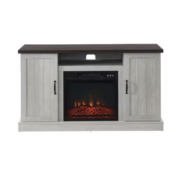 48 in. TV Stand With Fireplace- offwhite