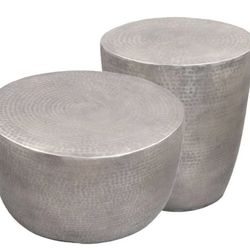 Coffee and End Tables, Pewter Drum, 
