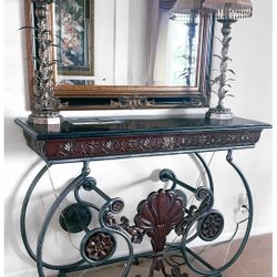 Marble And Metal Entry Table 