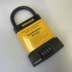 USHAKE Bicycles U Lock, Heavy Duty Bike Lock Scooter Motorcycles Combination Lock Combo Gate Lock for Anti Theft