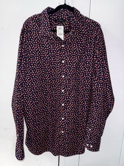 DXL SYNrgy  Big & Tall 1XLT Blue/Orange Floral LS Button Down Shirt RET $65  New NWT