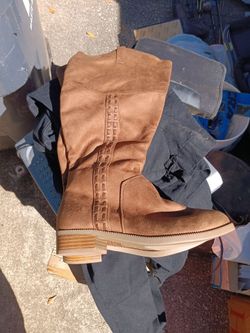 Brown Suede Knee-High Boots