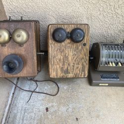 Selling Two  Vintage Phones And A Check Writer  