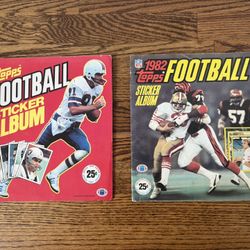 Lot 2 Vtg 1981 & 1982 Topps NFL Sticker Book Phil Simms Walter Payton, Etc. Please Note Some Stickers In Book Ok Condition