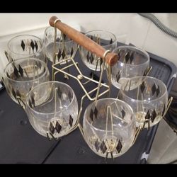 Vintage Bar Glasses With Stand