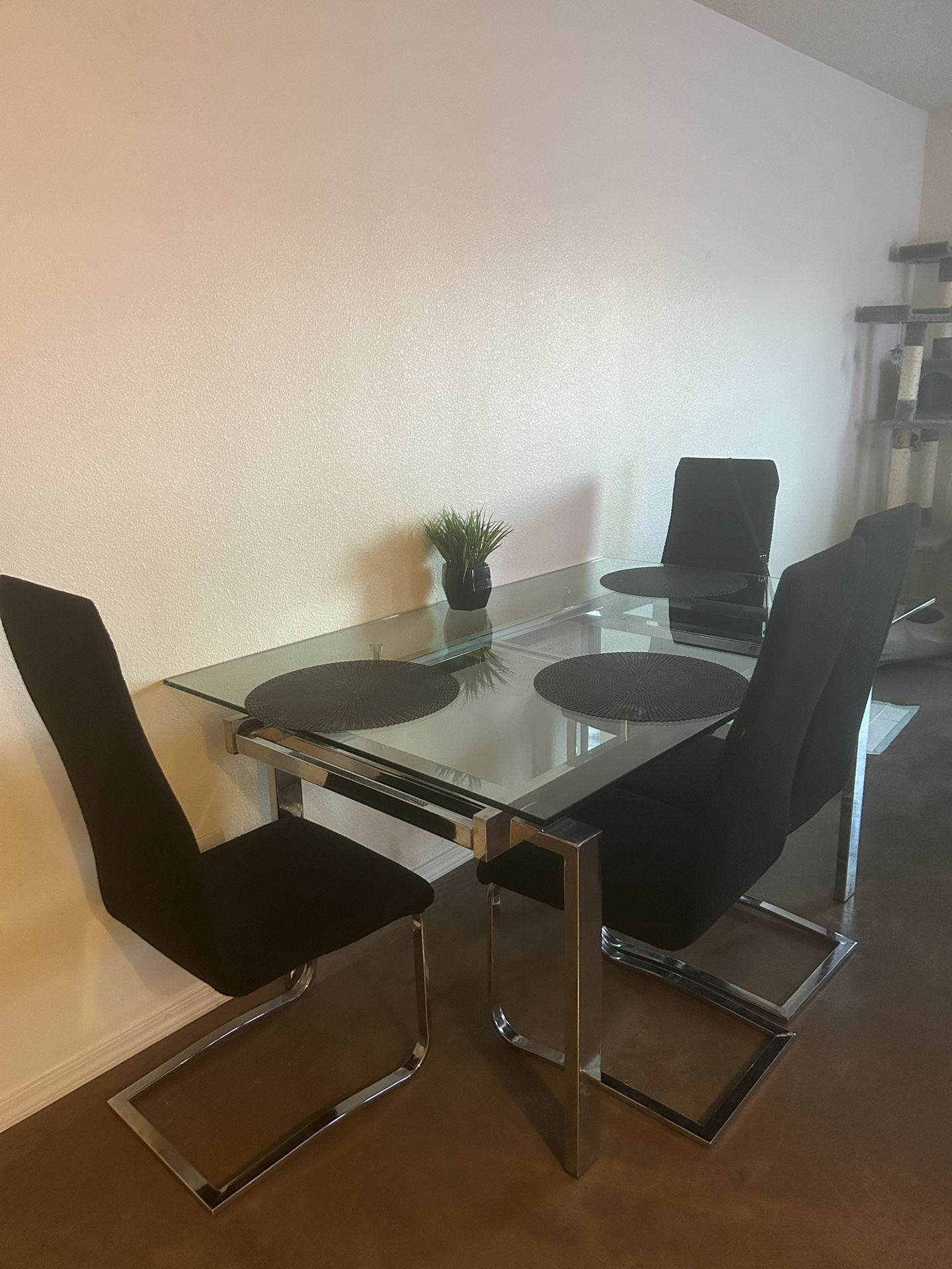 Glass Dining Table + 4 Chairs