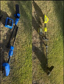 Kobalt Gen4 40-volt 10-in 2.0 Ah Battery Pole Saw Battery Included, Charger Included and 40V HP Brushless Whisper Series 17 in. Cordless Attachment Ca