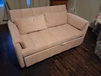 Beige Fabric Loveseat Sleeper Sofa