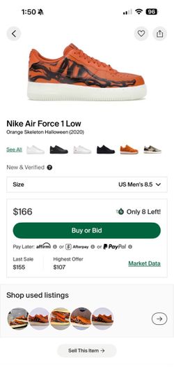 Nike Air Force 1 Low Orange Skeleton Halloween (2020)