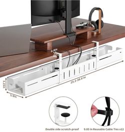 Under-Desk Cable Management Tray White
