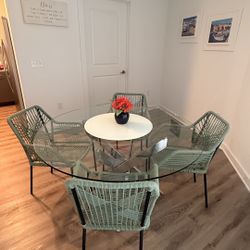 Modern Glass Dining Table Set (5-Piece)