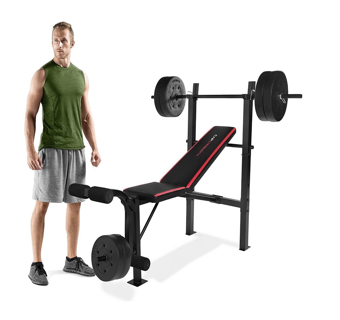 CAP Strength Standard Combo Weight Bench With 90 Lbs Vinyl Weight Set