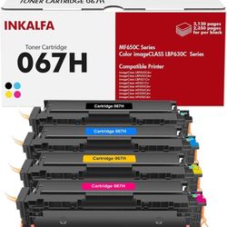 new 067H 067 Toner Cartridge Set MF656Cdw Compatible Replacement for Canon 067H 067 Color ImageCLASS MF654Cdw LBP632Cdw LBP633Cdw MF653Cdw Printer 4 P