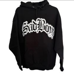 Sad Boyz Script Hoodie Men’s Size XL Black Pullover Sweatshirt NEW!