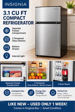 Insignia 3.1 Cu. Ft. Compact Refrigerator – Like New