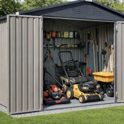 8x6 Steel Storage Shed Brown 