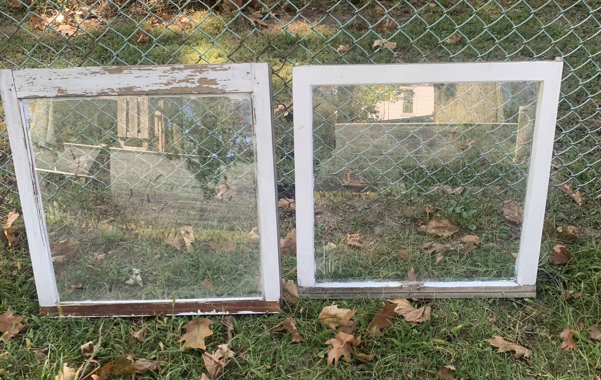 Windows 2 old rough shape 27x27wooden windows glass is good 24x24