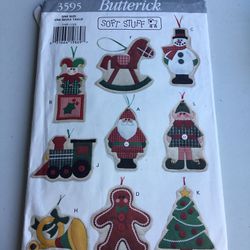 New Butterick Pattern 3595 Christmas ornaments 