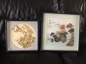 VINTAGE Framed Asian Pearl Sea Shell Carved 3D Shadow Box Dalian Art Seaside