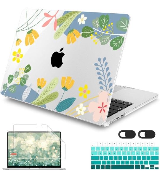 Case Compatible with MacBook Air 13.6 inch 2022 2023 2024 Release M3 A3113 M2 A2681, Plastic Hard Shell Case with Keyboard Cover for MacBook Air 13.6