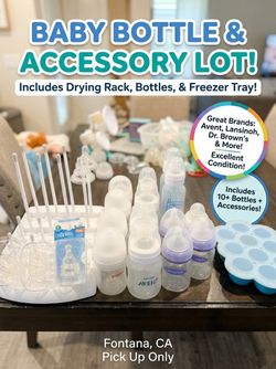Massive Baby Bottle & Feeding Lot – Drying Rack, Bottles, & Freezer Tray!