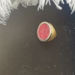 Leighelena Red Leather Ring Gold Base 