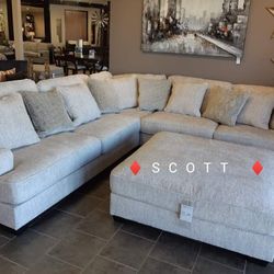 Rawcliffe Parchment Modular Sectional Oversized 3 Piece 