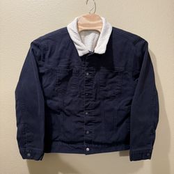 Men’s 2XL LRG Lifted Research Group Black Denim Ivory Sherpa Lined Jacket