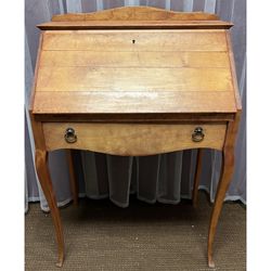 Antique drop front maple secretary writing desk
