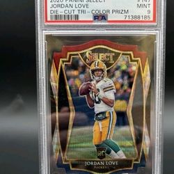 Jordan Love Die Cut Premier Level Tri Color PSA 9