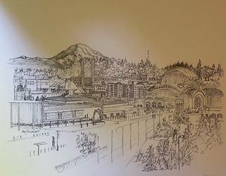 Tacoma skyline ink drawing portrait