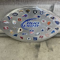 NFL logos. Football shaped sign