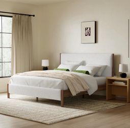 King Size Bed Frame – Bouclé Headboard – No Slats Included