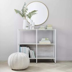 Horizontal 2-Shelf Bookcase, Weathered White
