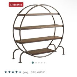 Round Burnt Alder and Metal Bookshelf 