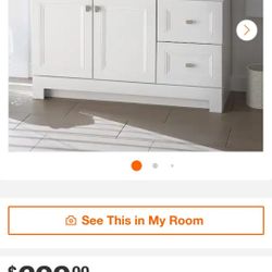 Sedgewood 48.5 in. W x 18.75 in. D x 34.375 in. H Single Sink Bath Vanity in White with Arctic Solid Surface Top
