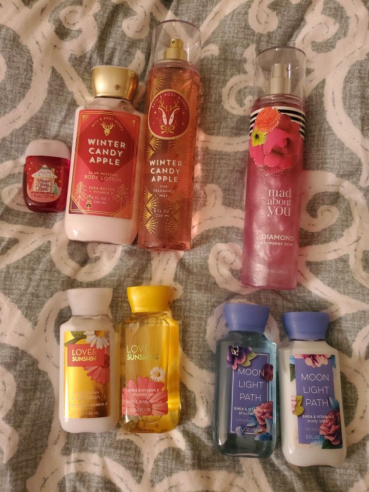 Bath and body works lotion, body wash, fragrance mist, shimmer mist, pocket bac