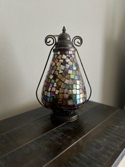 Mosaic Glass and Metal Decorative Lantern