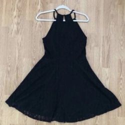 Mossimo Juniors Black Dress Size L Black Lace Overlay