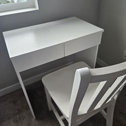 White Desk And Chair , Desk From Ikea
