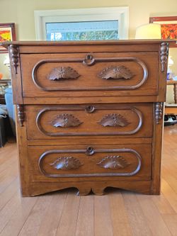 Antique Victorian 3-Drawer Wood Dresser