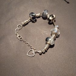 Silver And Unique Resin Charm Bracelet