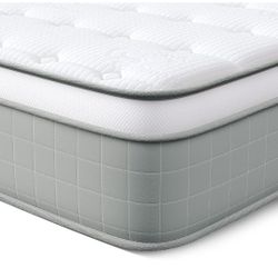 Vesgantti King Size Mattress, 10 inch Innerspring Hybrid Pocket Spring King Bed Mattress in a Box with Memory Foam & Knitted Fabric, Pressure Relief, 