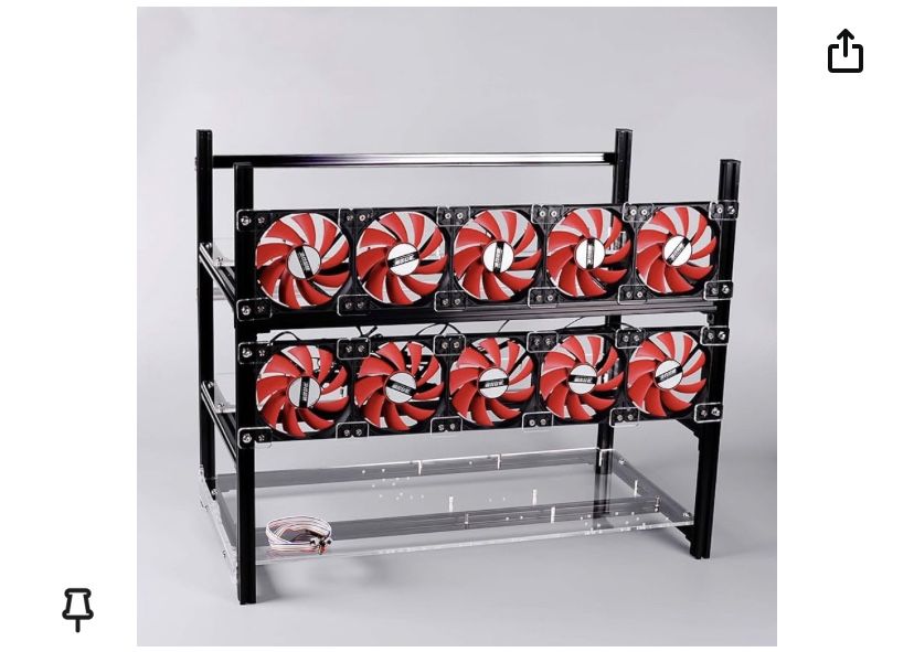 12 GPU Aluminum Stackable Open Air Mining Computer Frame Rig Case Ethereum LTC ZEC Bitcoin (Blk)