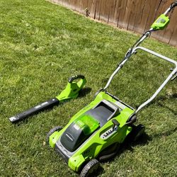 Greenworks 40V Lawn Mower + Leaf Blower Combo (Battery + Charger Included)