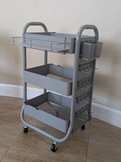 3-Tier Rolling Metal Storage Craft Cart with Accessories