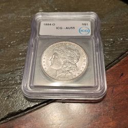1884-O Morgan Silver Dollar Graded AU55 UNC 