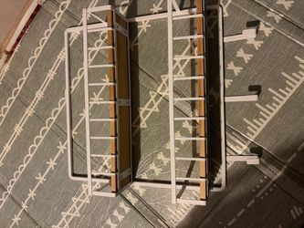 White Metal and Wood Wall Shelves Set