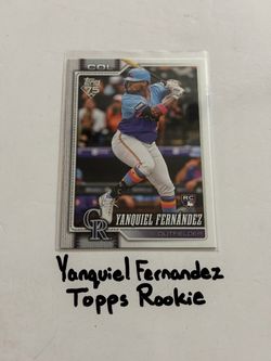Yanquiel Fernandez Colorado Rockies Outfielder Topps Rookie Card.