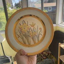 Vintage Original Chokin Art Decorative Plate – Gold Trim